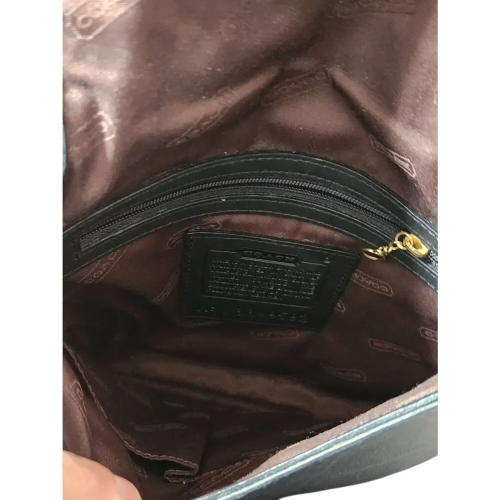 Vintage Coach Purse Shoulder Legacy Slim Black Leather Flap Crossbody 9592 EUC